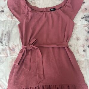 DKNY Mauve Pink Tie-Waist Midi Dress